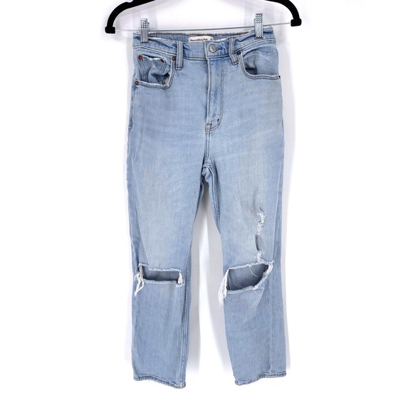 Abercrombie & Fitch Denim - Abercrombie & Fitch Ultra High Rise Ankle Straight Jeans Distressed Size 25